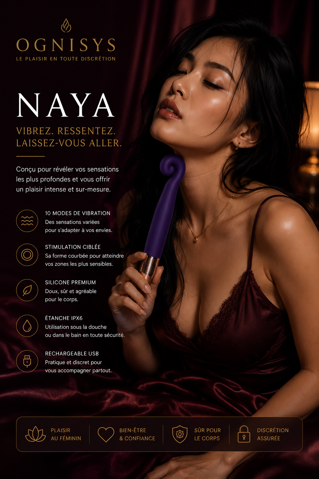 Naya | Stimulateur Massant Intime Courbé – 10 Modes de Vibration