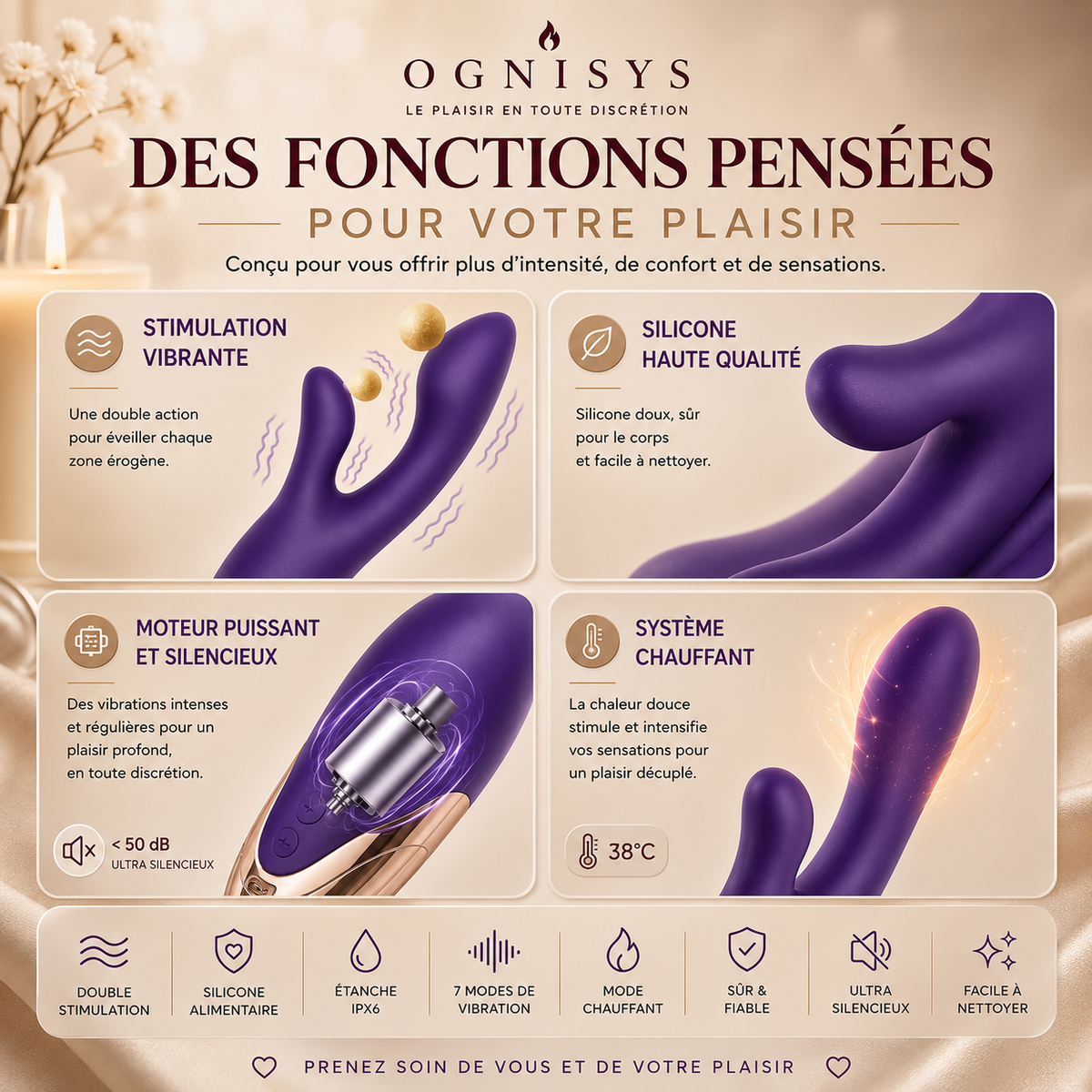 Kelly | Stimulateur Massant Intime Double & Chauffant