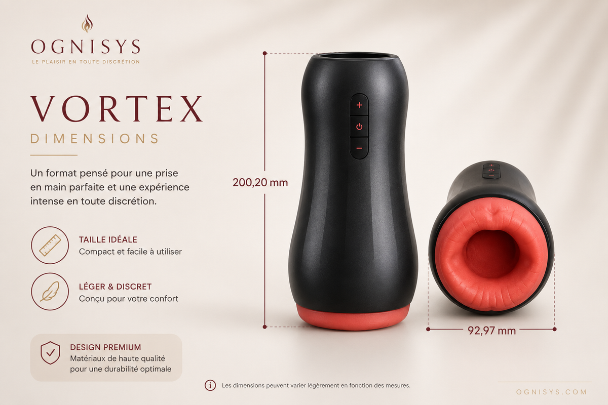 🔥 Vortex | Masturbateur Vibrant, Chauffant & à Succion – 6 Modes de Vibration